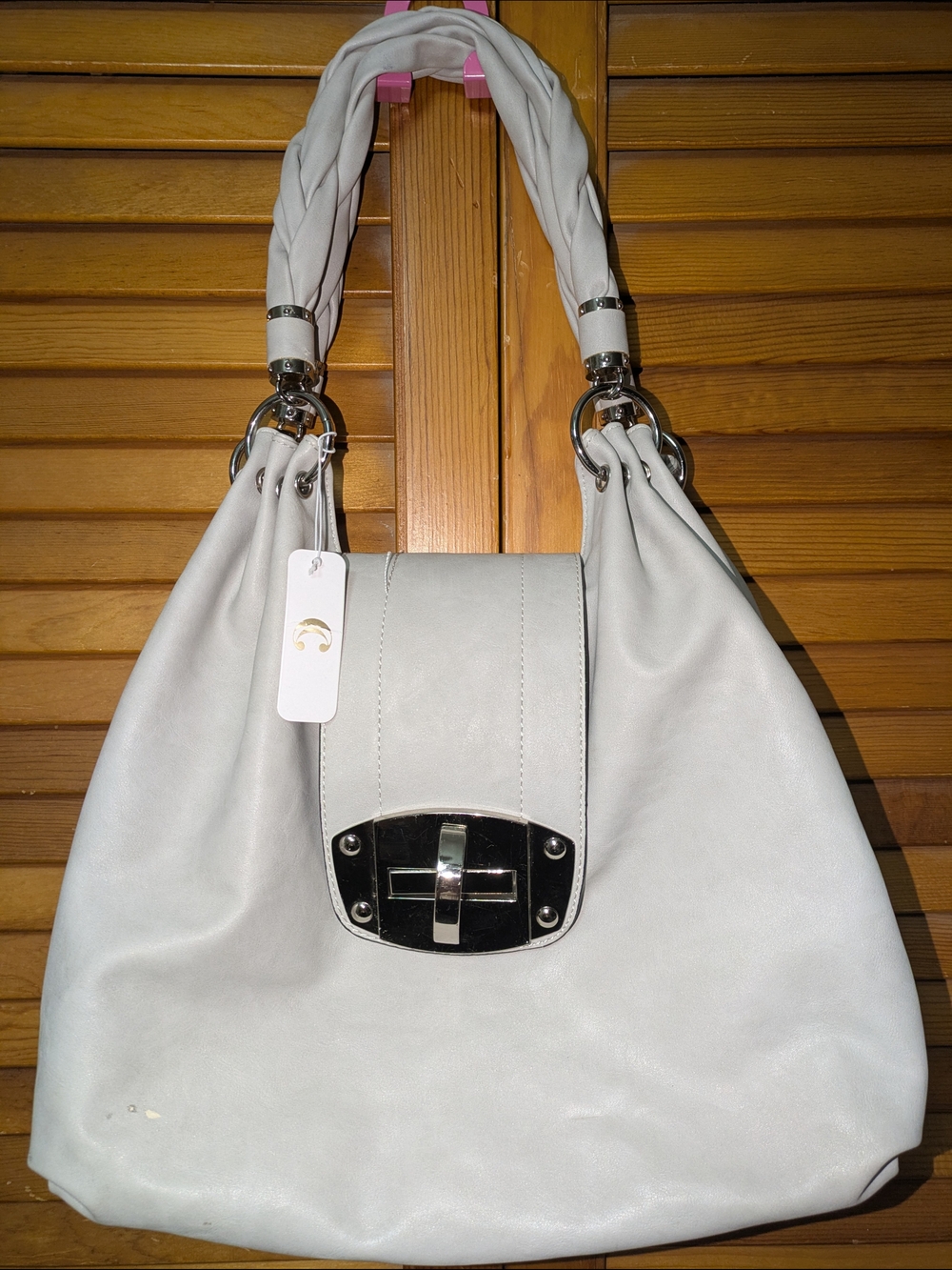 Charming Charlies Women’s White Braided-Handle Shoulder Bag With Tag